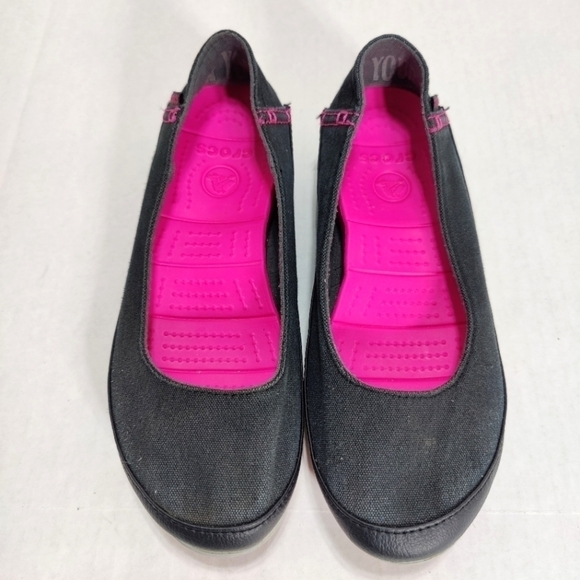 Crocs Womens Stretch Sole Ballet Canvas Round Toe Flats Black Slip On Size 6 - Picture 2 of 7